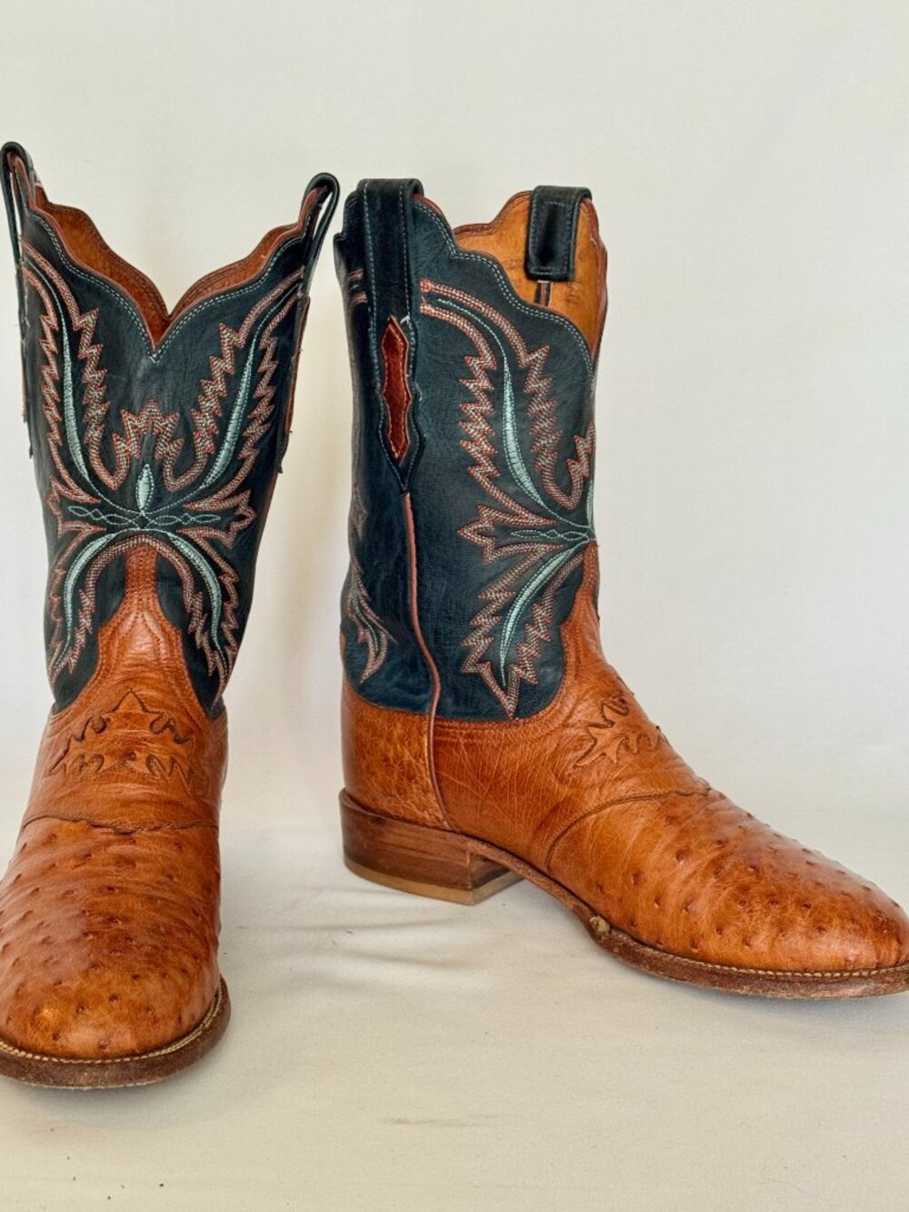 Lucchese Women’s Full Quill Ostrich Cowboy Boots – Brown – 9.5B
